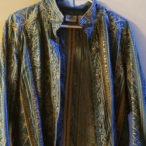 Chicos 100 % Cotton Embroidery Blue Jean Jacket